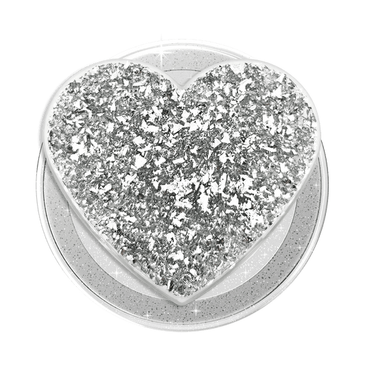 Confetti Heart Silver Sizzle — MagSafe PopGrip - US 48743