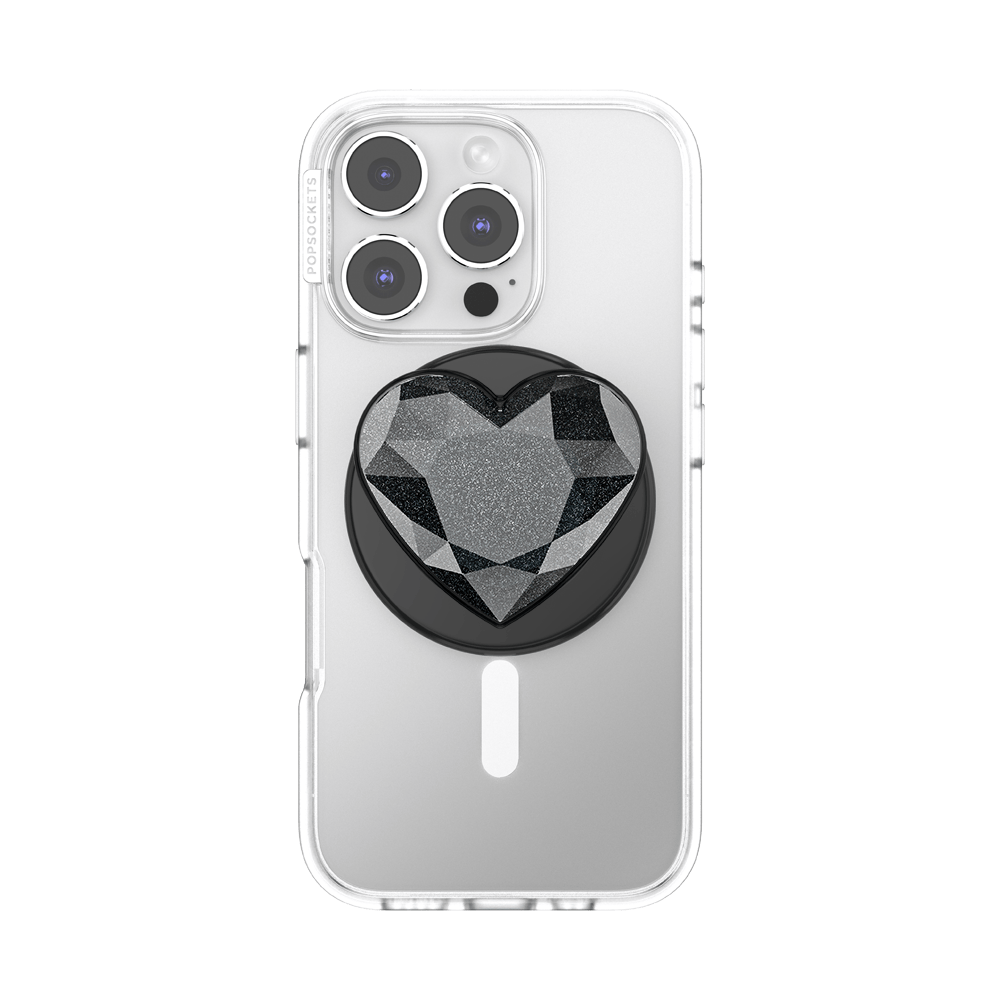 Crystal Heart Black Glitter —  MagSafe PopGrip - US 71755