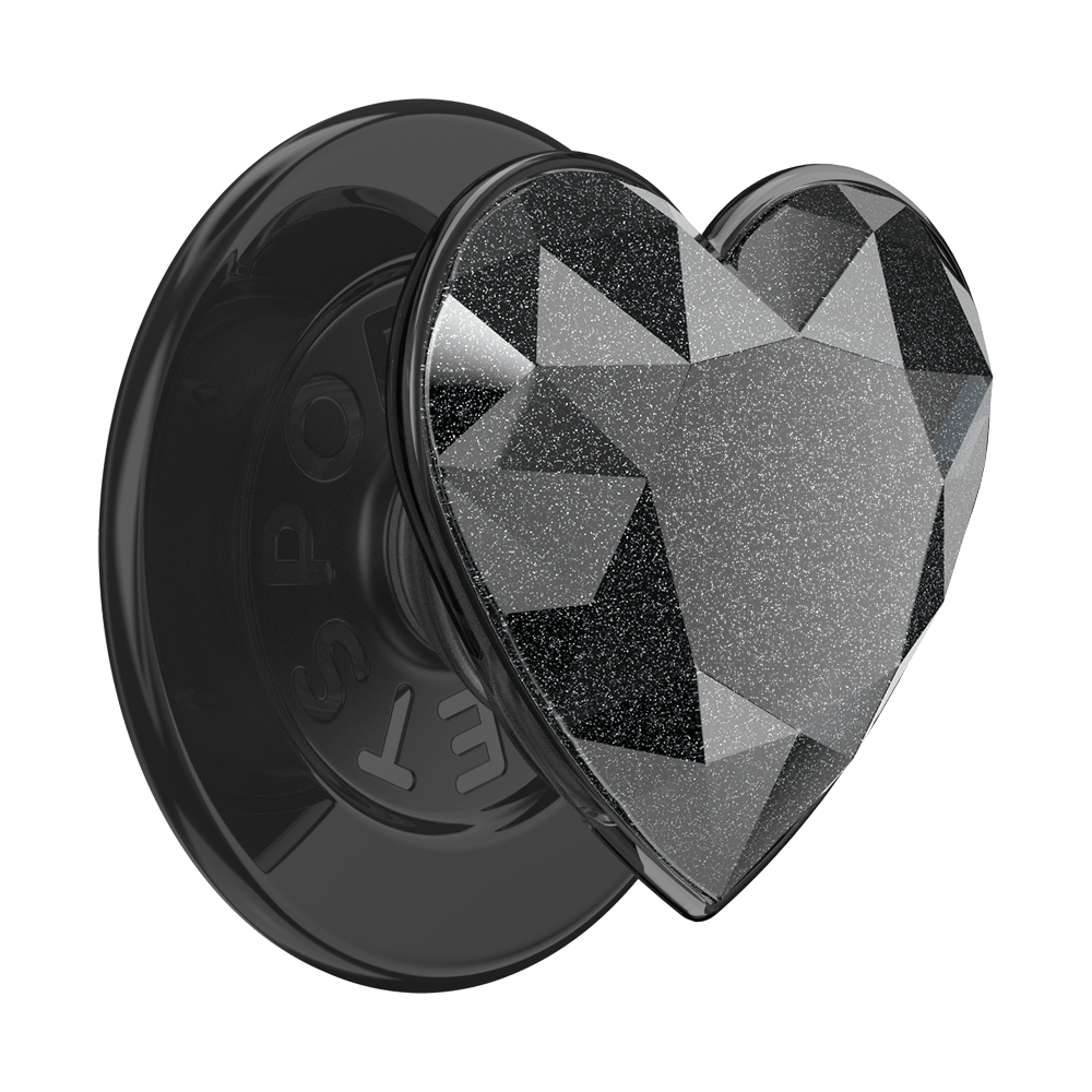 Crystal Heart Black Glitter —  MagSafe PopGrip - US 42322