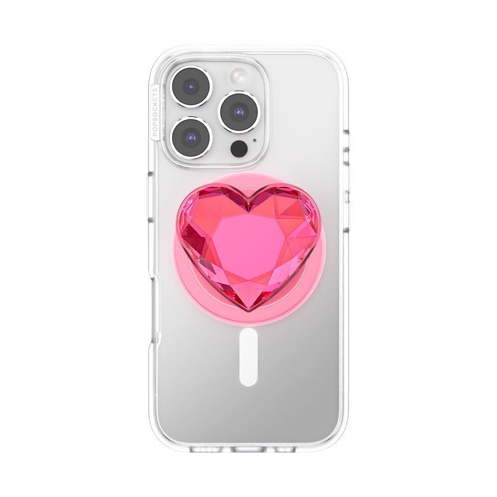 Crystal Heart Neon Pink —  MagSafe PopGrip - US 77726