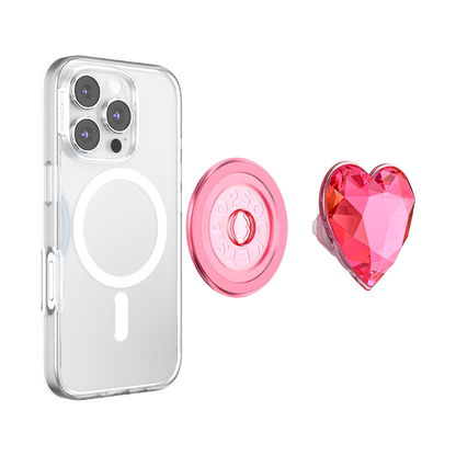 Crystal Heart Neon Pink —  MagSafe PopGrip - US 24634