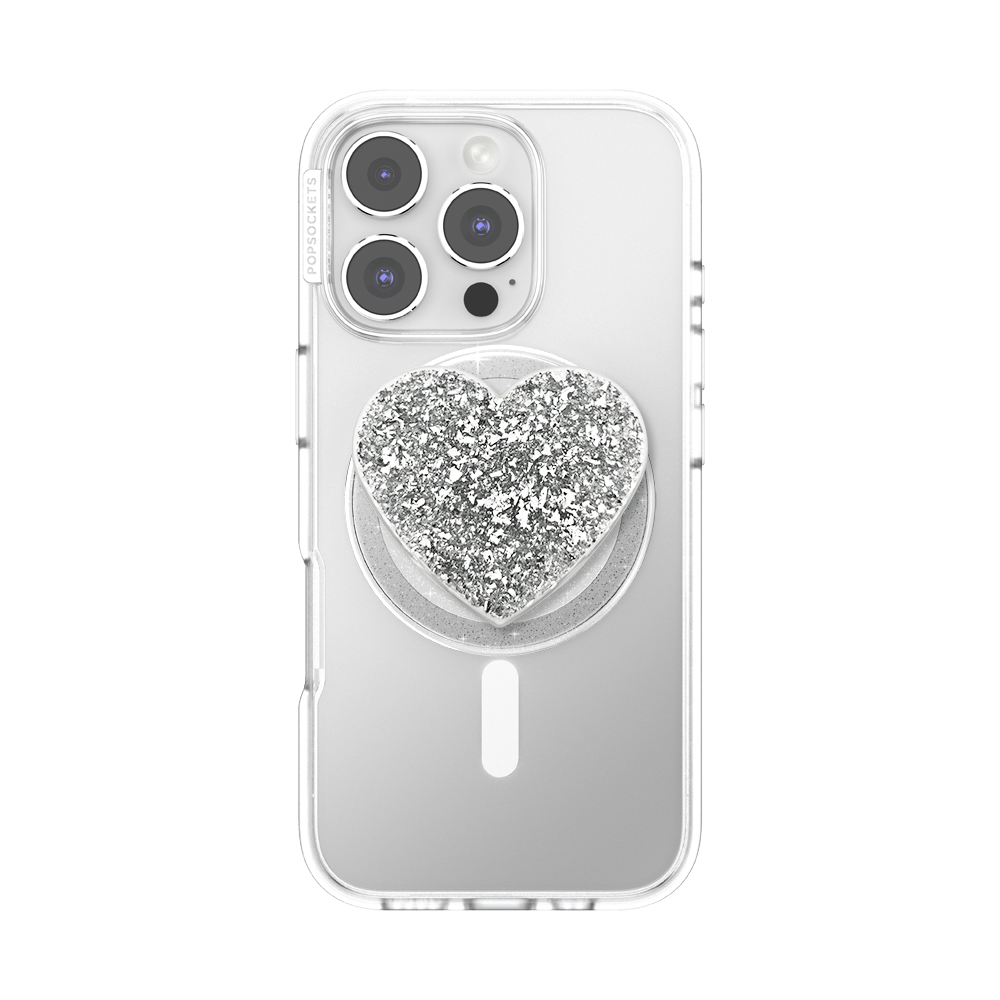 Confetti Heart Silver Sizzle — MagSafe PopGrip - US 72290