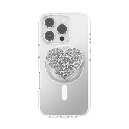 Confetti Heart Silver Sizzle — MagSafe PopGrip - US 69134