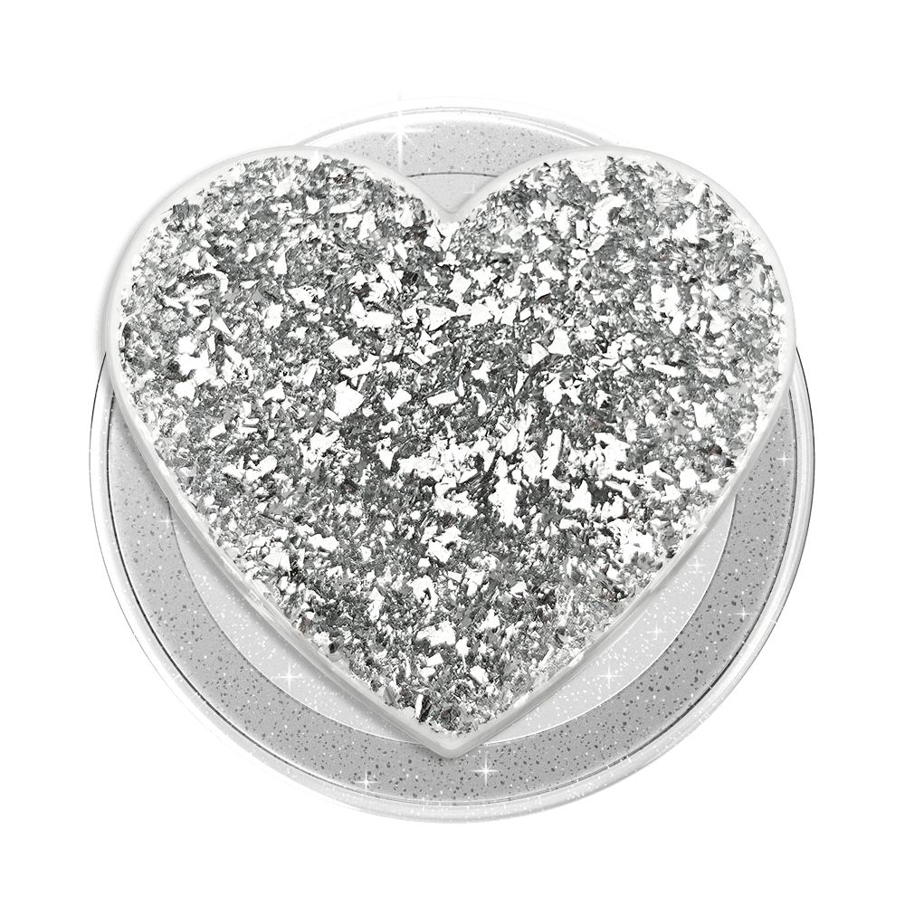 Confetti Heart Silver Sizzle — MagSafe PopGrip - US 94919