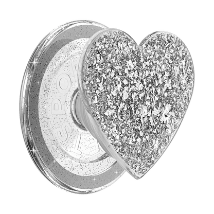 Confetti Heart Silver Sizzle — MagSafe PopGrip - US 55053