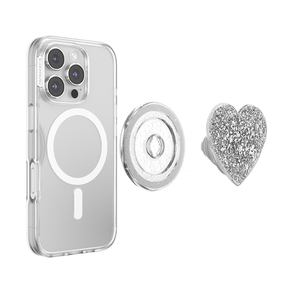 Confetti Heart Silver Sizzle — MagSafe PopGrip - US 72290
