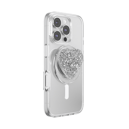 Confetti Heart Silver Sizzle — MagSafe PopGrip - US 69134