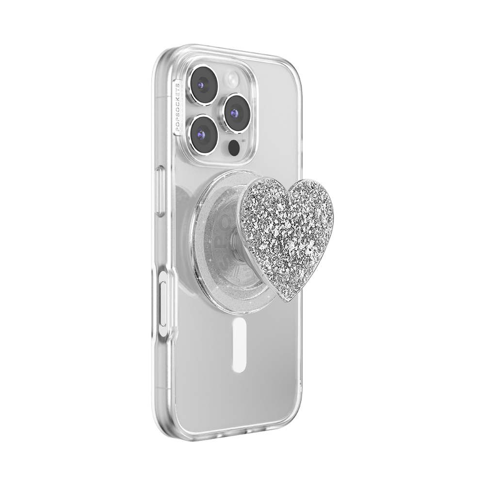 Confetti Heart Silver Sizzle — MagSafe PopGrip - US 37153