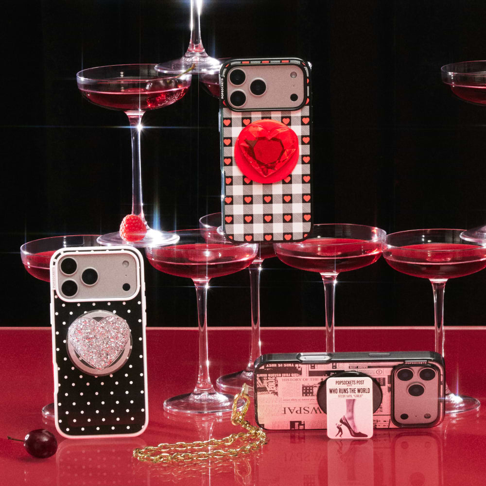 Confetti Heart Silver Sizzle — MagSafe PopGrip - US 55053